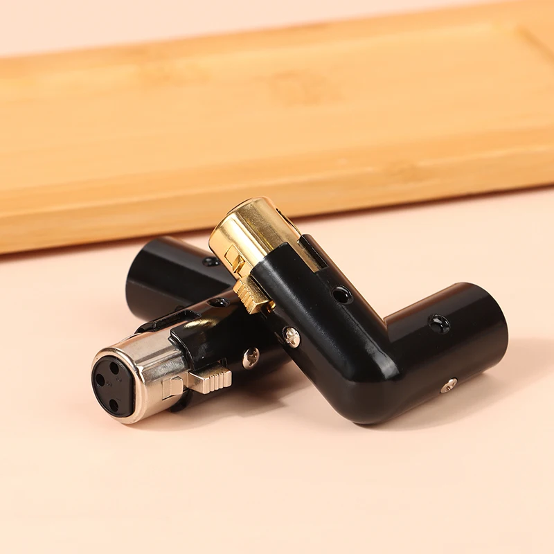 1Pc Audio Adapter Plug Adjustable Male To Female Right Angle XLR Connector Metal Adapter 3Pin Black (XLR 90 Degree Adapter)