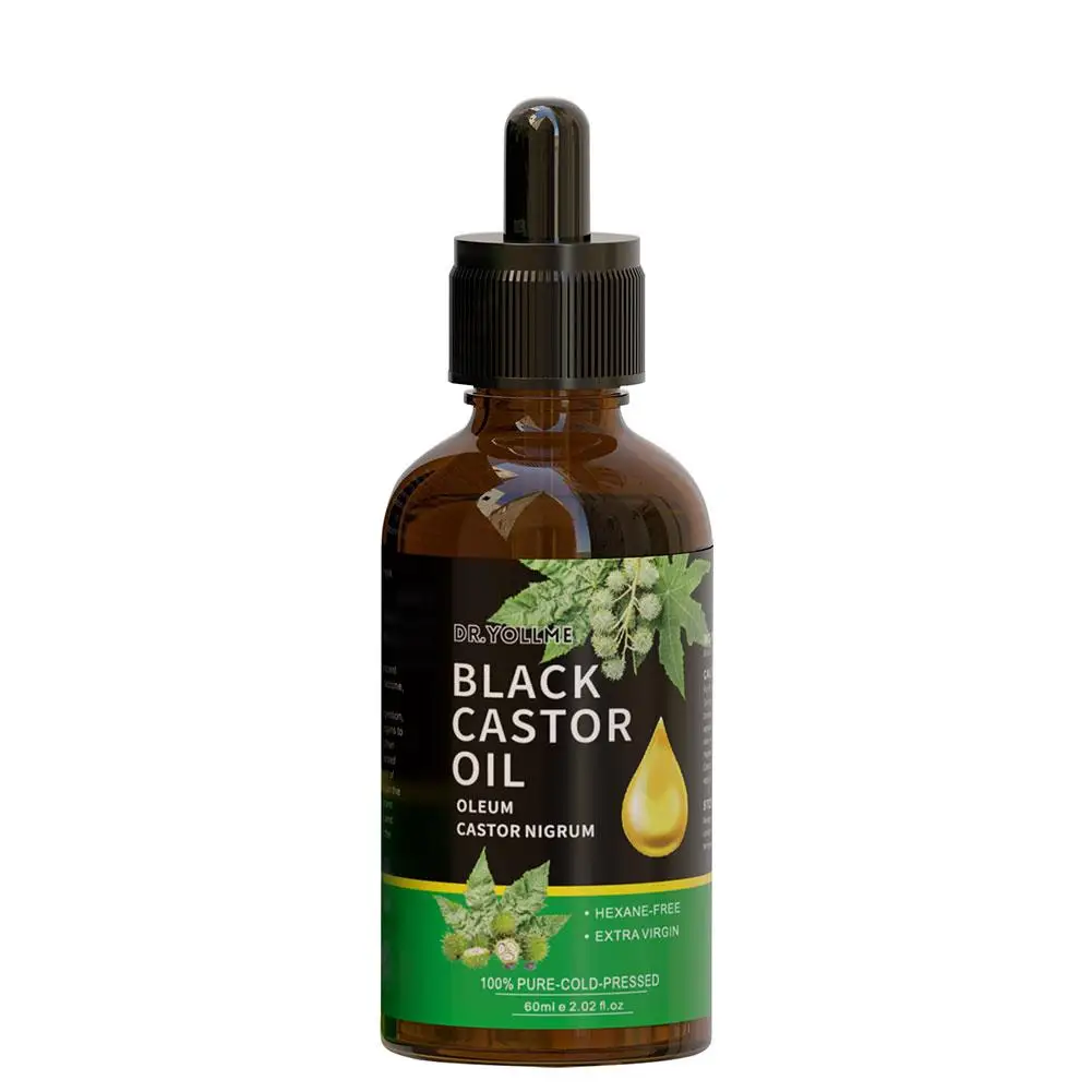 Aceite de ricino negro que nutre el masaje de la piel, aceite esencial para el cuidado del cabello, previene el crecimiento de las cejas, envejecimiento de la piel, F1m6