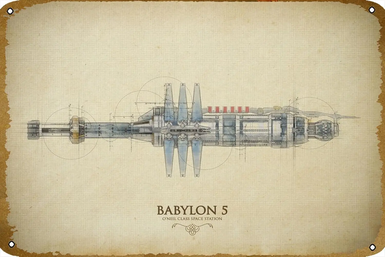 Póster con diseño de Babylon 5, cartel de metal retro, decoración de pared, cartel decorativo de metal, cartel de 8x12 pulgadas