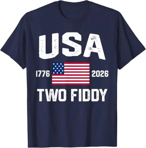 Two Fiddy 2 Fiddy 250th Anniversary 4th of July T-Shirt Y2k USA Proud Patriotic Graphic Saying Tee Neuheitsgeschenk Streetwear Tops – Detail 6