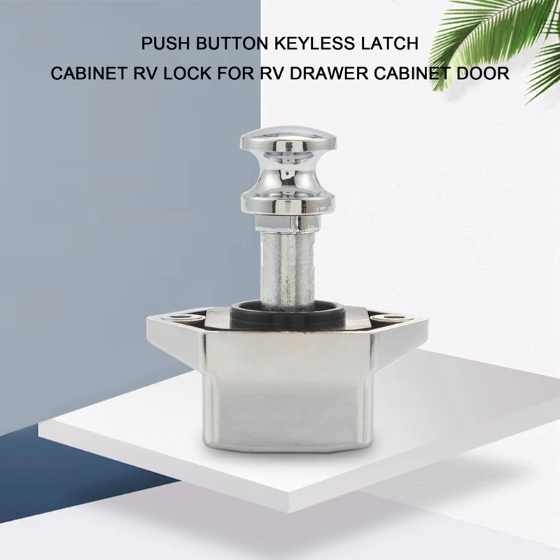 FULL-10 Pcs Push Button Keyless Lock Latch Cupboard Caravan Lock For RV Drawer Cabinet Doors Thickness 15-27Mm