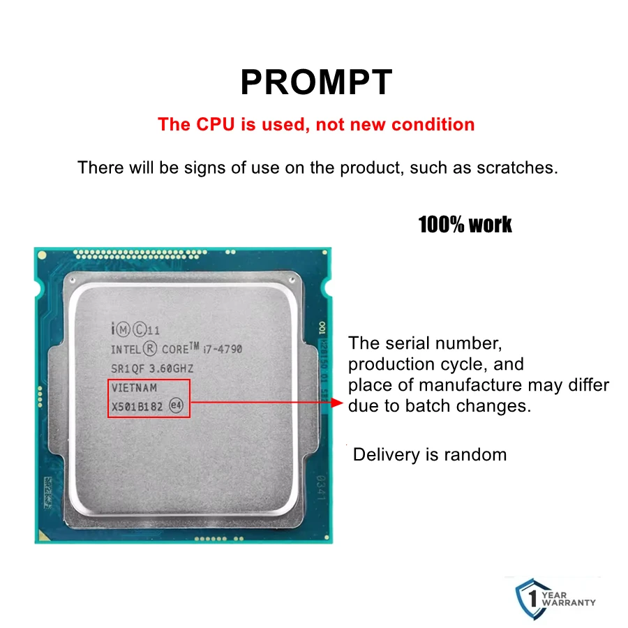 معالج Intel Core i7 4790 3.6 جيجا هرتز رباعي النواة LGA 1150 CPU #2