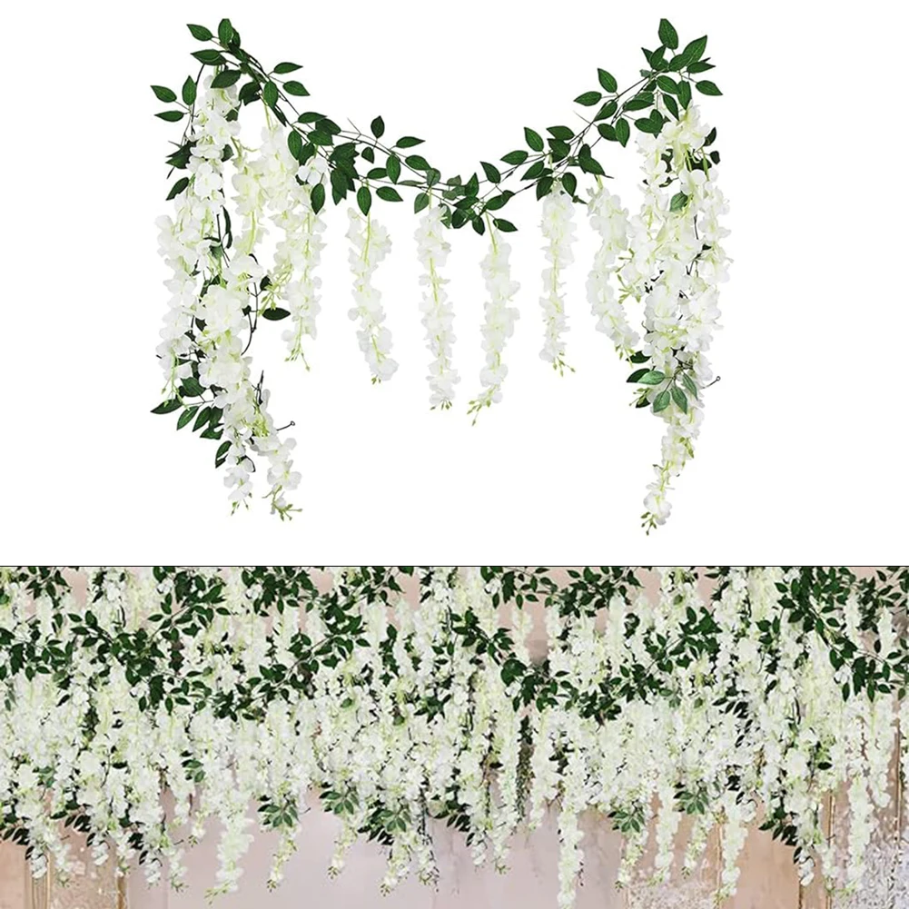

Искусственные шелковые глицинии для декора вечеринок, ограждений, садовых украшений, подвесные цветочные гирлянды, набор из нескольких штук