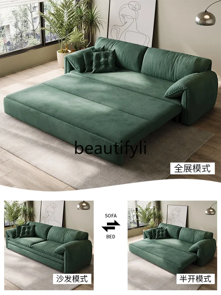 

SS Italian sofa bed dual-purpose foldable storage matte cloth living room multi-functional single double