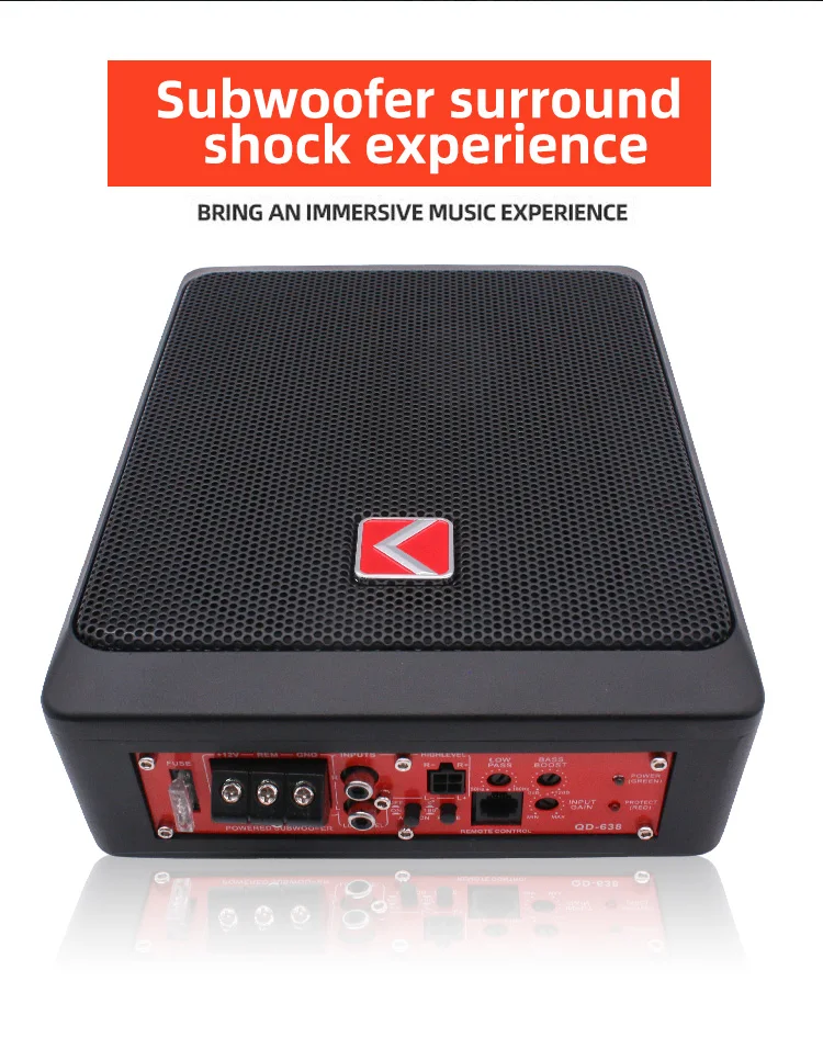 K-698APR 6*9 Inch RMS Power 180W Aluminum Alloy Ultra-thin Car Audio Active Subwoofer Built-in Amplifier & Wired Aolume Control