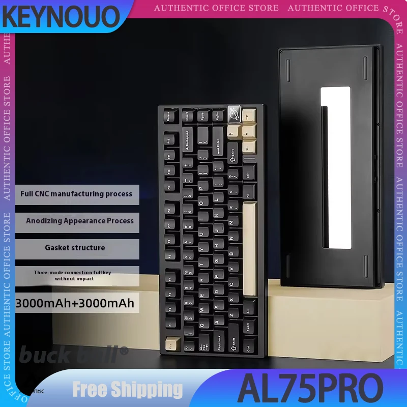 

Keynouo Yunץ Al75pro Киберспортивная клавиатура 3-режимная игровая механическая клавиатура Алюминий Rgb Горячая замена Пользовательские компьютерные аксессуары Подарок