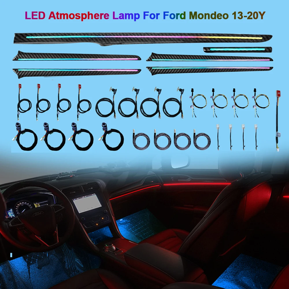 64Color LED Automotive Interior Decorative Light  Ambient Lamps For Ford Mondeo 2013 14 15 16 17 18 19 20 21 22 Foot Door Lights