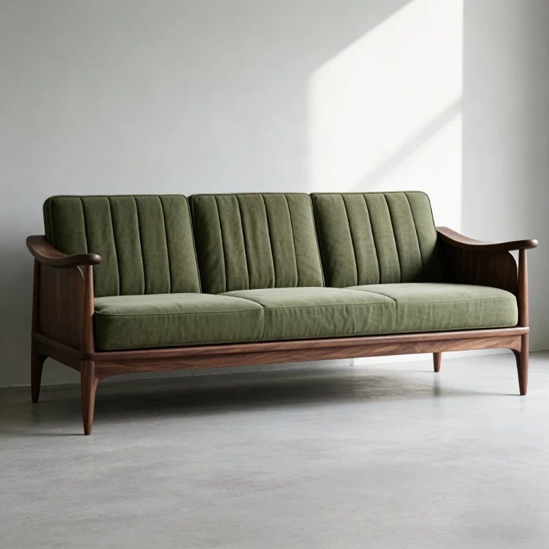 

LTT wabi-sandy wind solid wood sofa modern simple three-person small apartment living room home straight row
