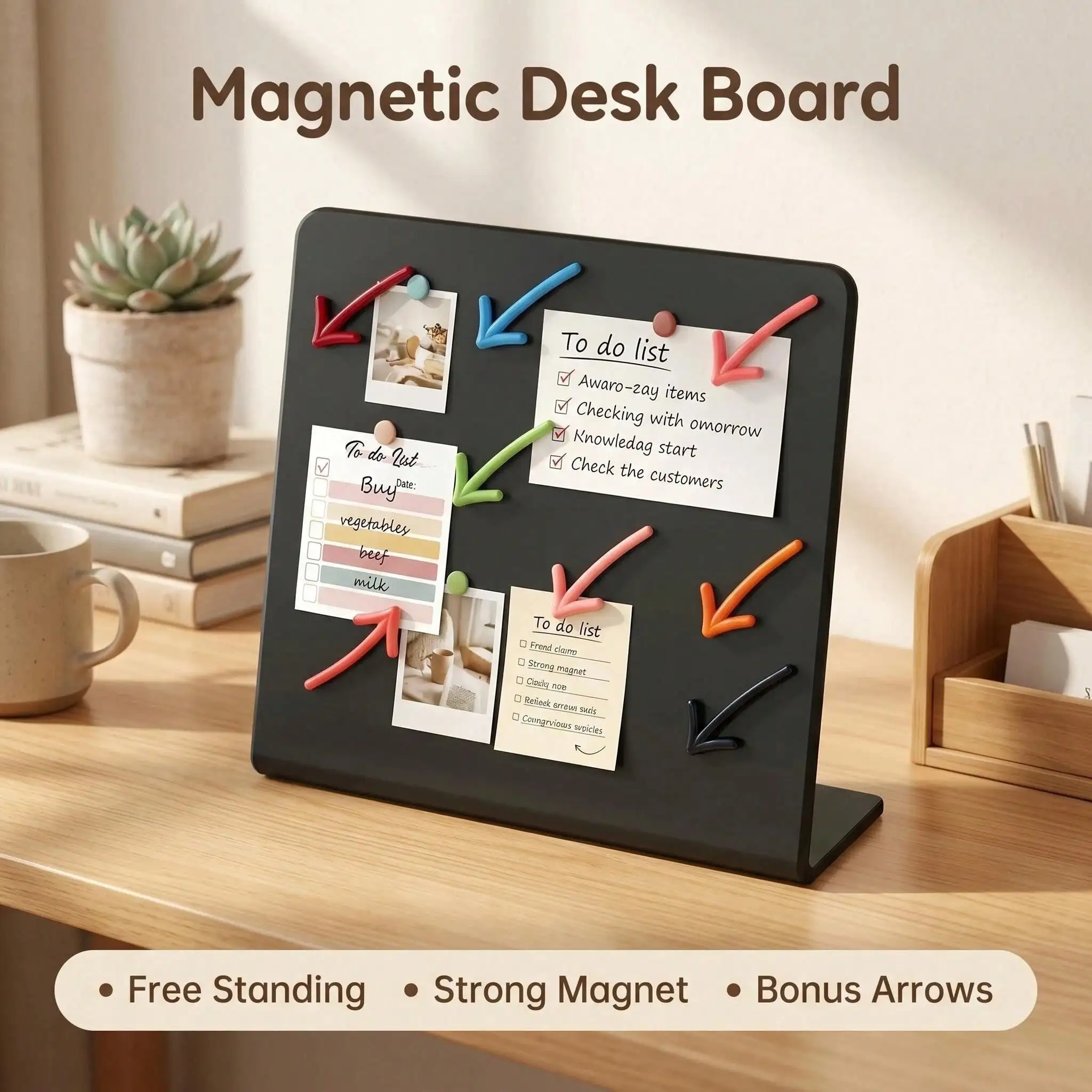 1 Set of Desktop Magnetic Message Boards, Including 6 Arrow Magnetic Stickers, Suitable For Home/Office Reminder Boards