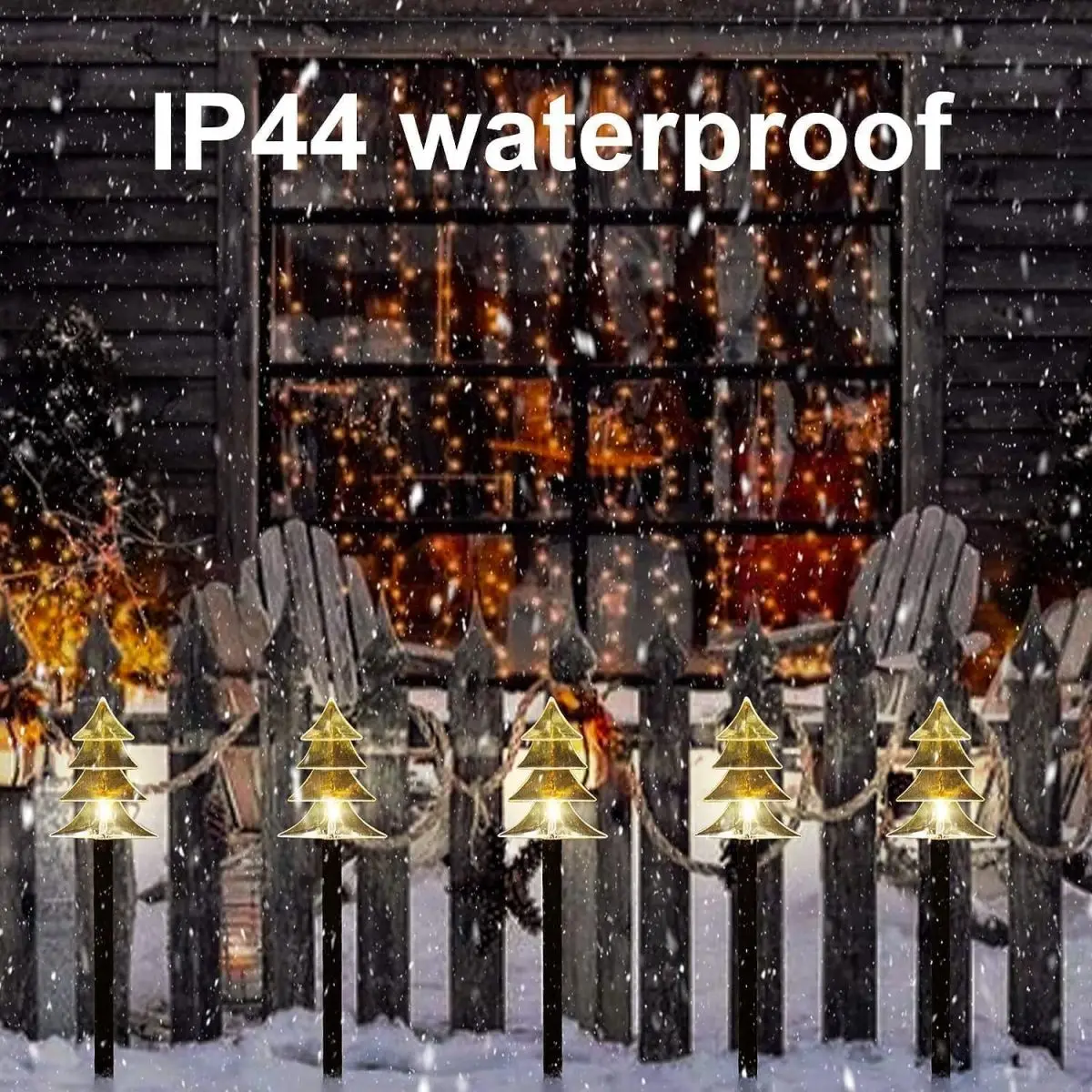 5Pcs/Pack LED Christmas Solar Stake Lights Outdoor Waterproof Pathway Lights For Garden Lawn Holiday Party Pathway Patio Decor
