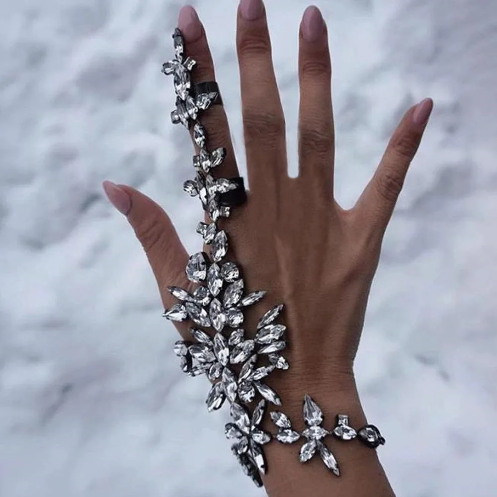 Cross-border jewelry, rhombus zircon diamond-set finger bracelet, personalized versatile hand chain Bracelet