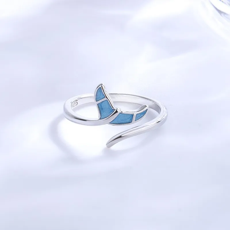 BF CLUB Silver Color  Geometric Unique Fish Tail Rings for Women Bohemian Adjustable Open Vintage Ring For Party Birthday Gift
