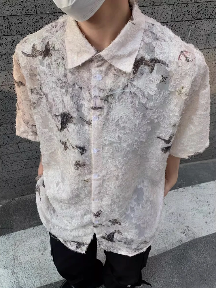 

Cleanfit American Retro Men's ort Sve irt Summer Trendy Loose Design Hemline Breathable Cotton Polyester Blend