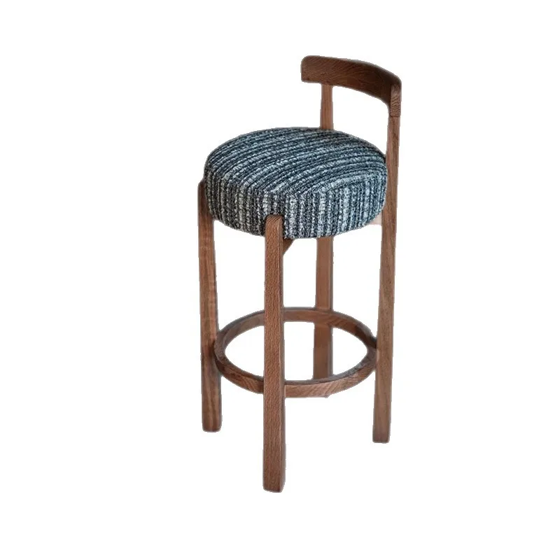 كرسي بار منزلي فاخر من الخشب الصلب الخفيف من خشب الرماد، كرسي مرتفع حديث وبسيط، كرسي مرتفع للمكتب الأمامي