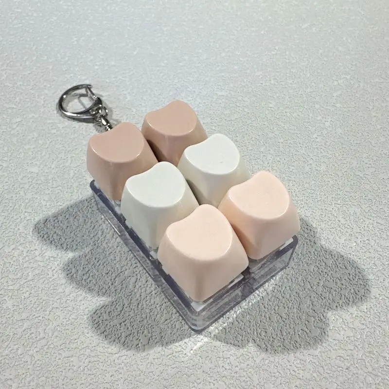 Fidget Toy LED Keyboard Switch Tester Heart Shaped Keycaps Stress Relief Portable Keychain For Adult Anxiety Relief Press Toy