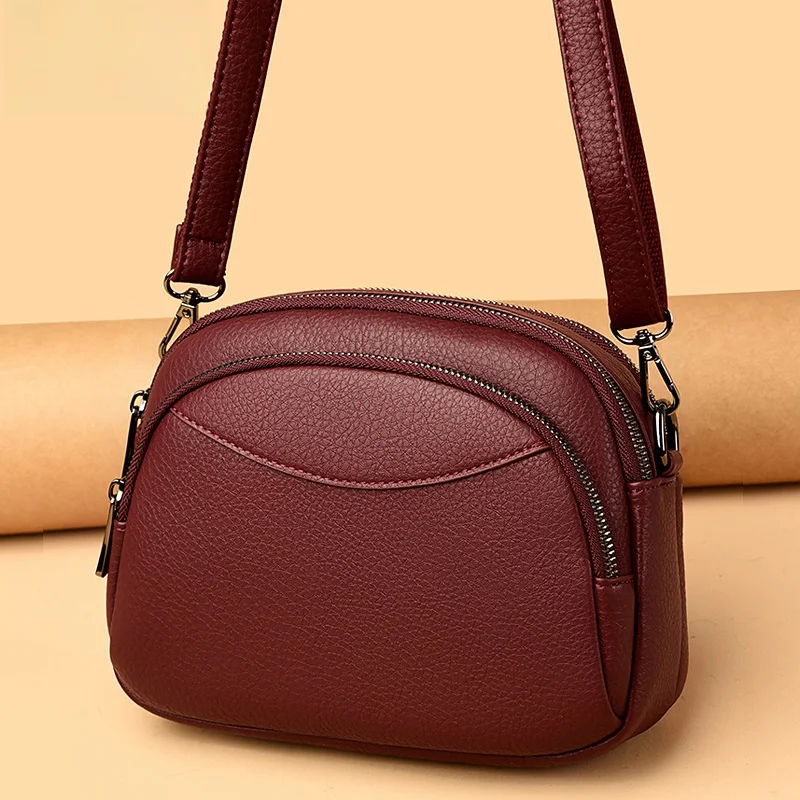 

2025 Новый простой дизайн, женская сумка из натуральной кожи, маленькая повседневная сумка через плечо из мягкой кожи, многослойная сумка для телефона Faion