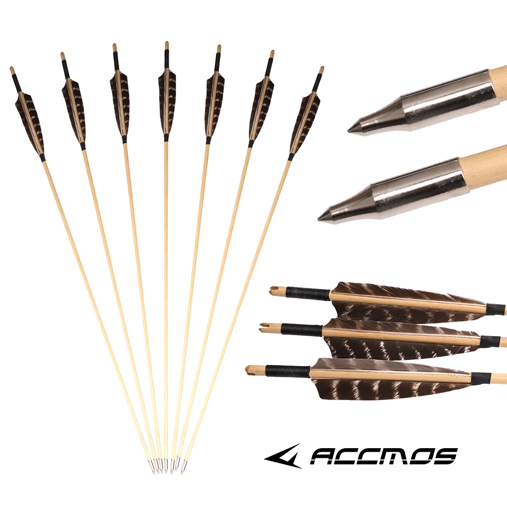 6/12/24 قطعة OD 8 مللي متر الرماية السهام الخشبية التقليدية مع 5 بوصة ريشة تركيا الجديدة ل 25-50lbs القوس اطلاق النار الصيد #1