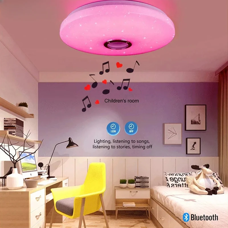 inteligente moderno teto lampadas rgb musica controle de aplicacao remota bluetooth speaker decoracao interior ac 220v 01