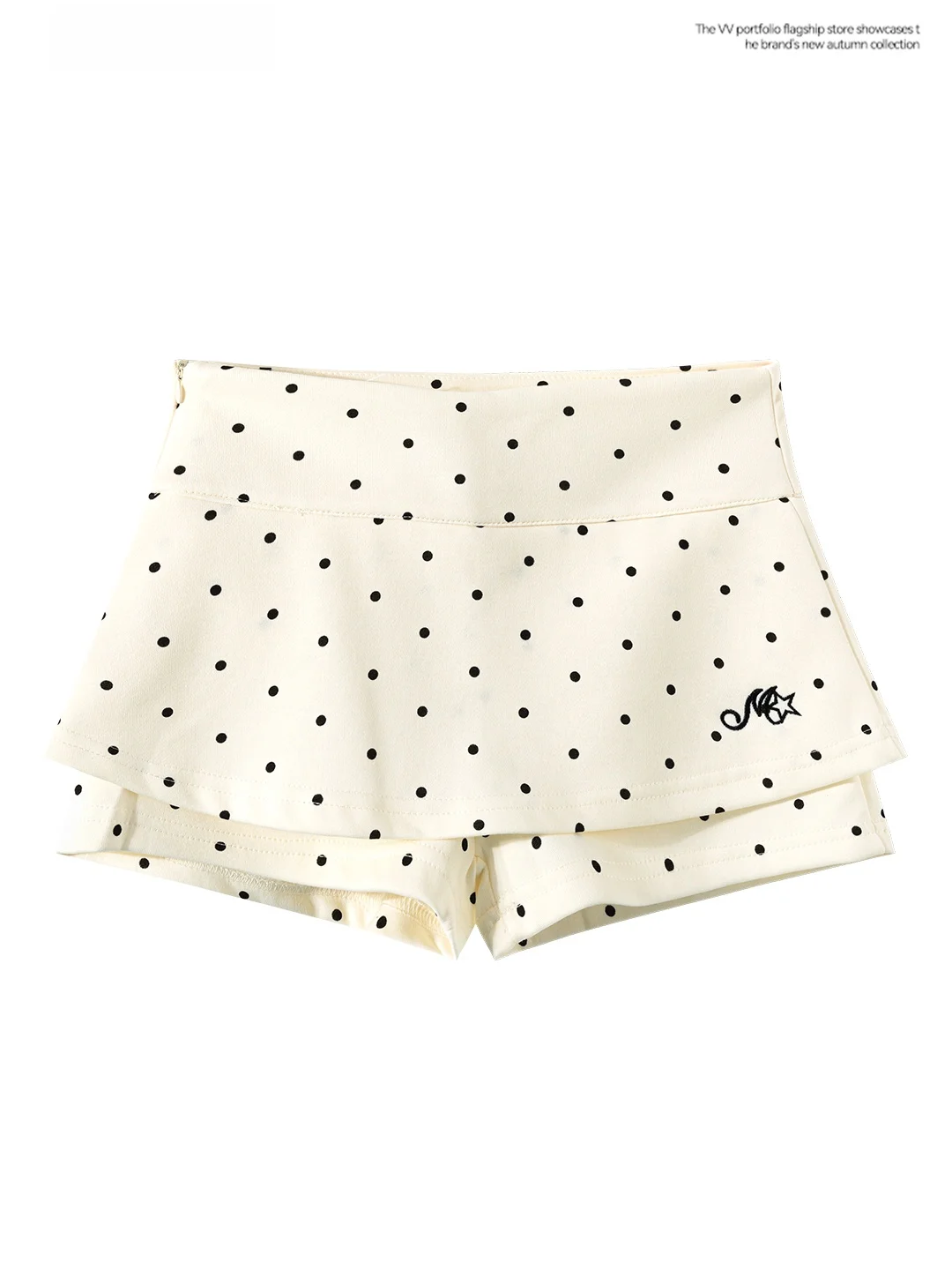 High Waist Polka Dot Letter Embroidery Slimming Short Pants for Women Summer Fashionable Fake Two-Piece Base Layer Skirt Pants