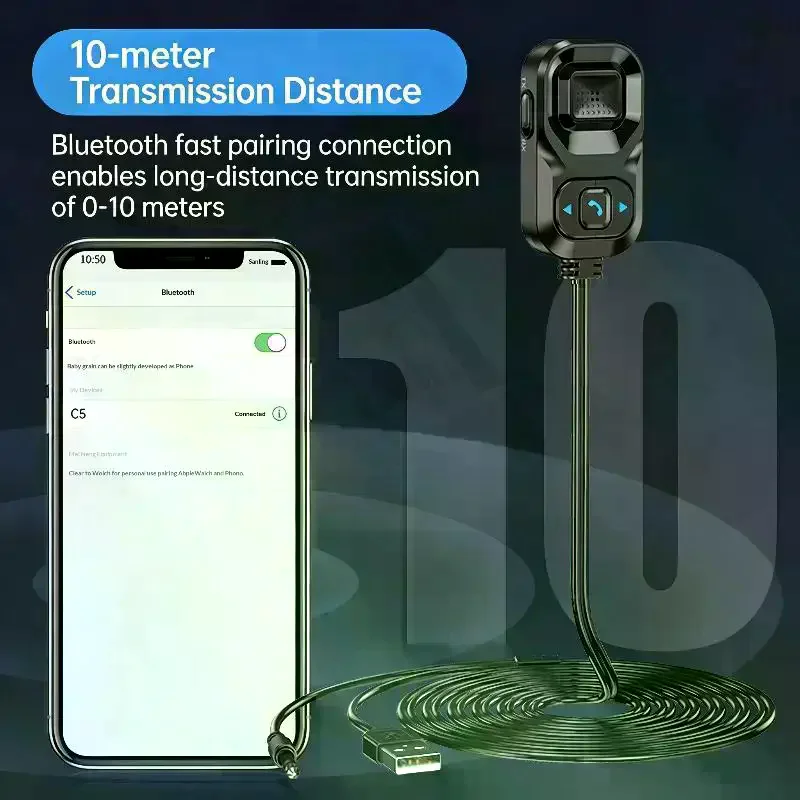 2-in-1 RX/TX Bluetooth 5.1 Receiver with Noise Cancelling Function and 3.5mm AUX Adapter for Car and Home Stereo Systems