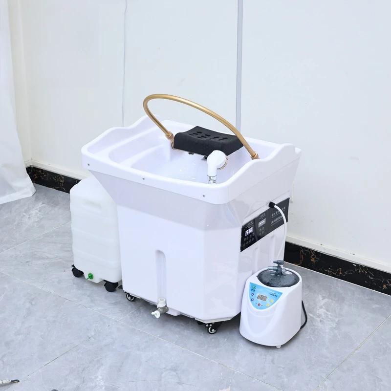 Mobile shampoo basin 60L large capacity water storage head treatment basin water heater water circulation fumigation suitable fo
