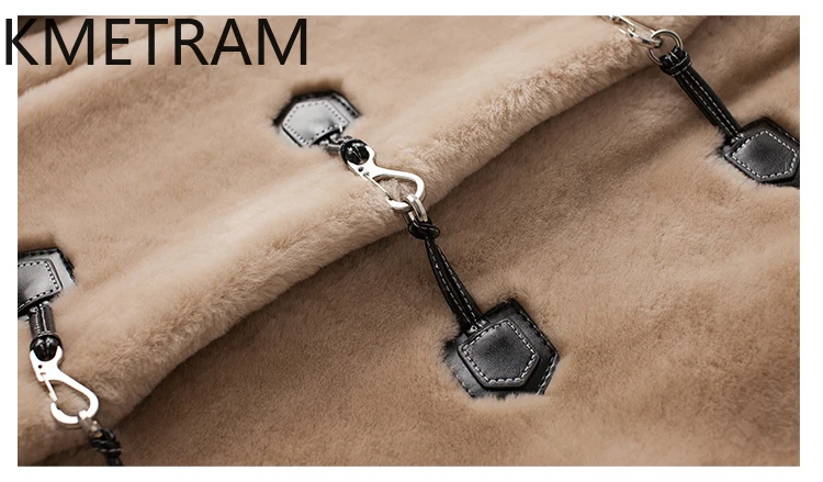 내추럴 메리노 울 양털 양면 퍼 재킷 여성 중간 길이 리얼 퍼 코트 후드 겨울옷 2025 퍼리 재킷