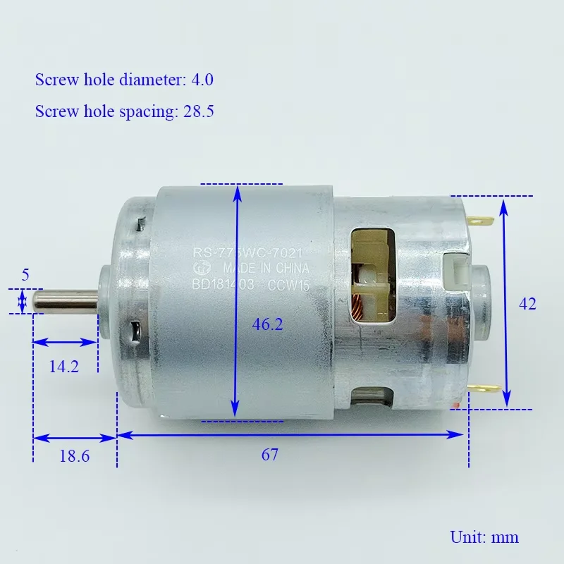 MABUCHI RS-775WC-7021 Motor DC 12V 18V 24V 17000RPM High Speed Power Large Torque DIY Screwdriver Cordless Drill Garden Tools