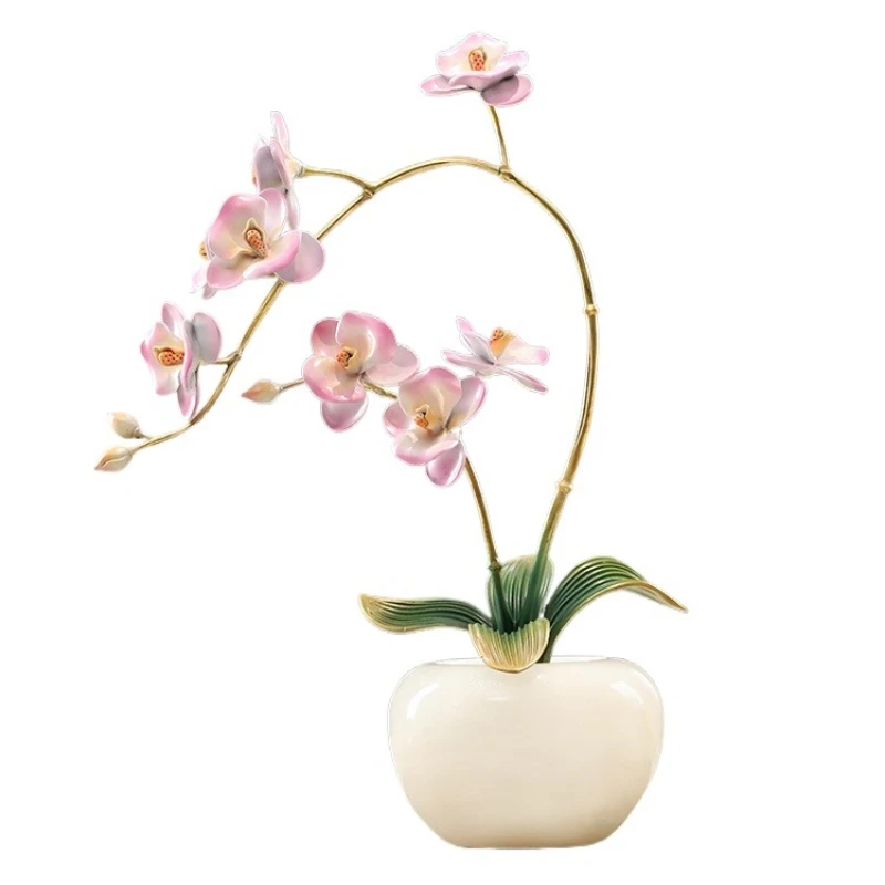 High-end orchid copper ornaments, all-copper home crafts, porch office housewarming and opening gifts