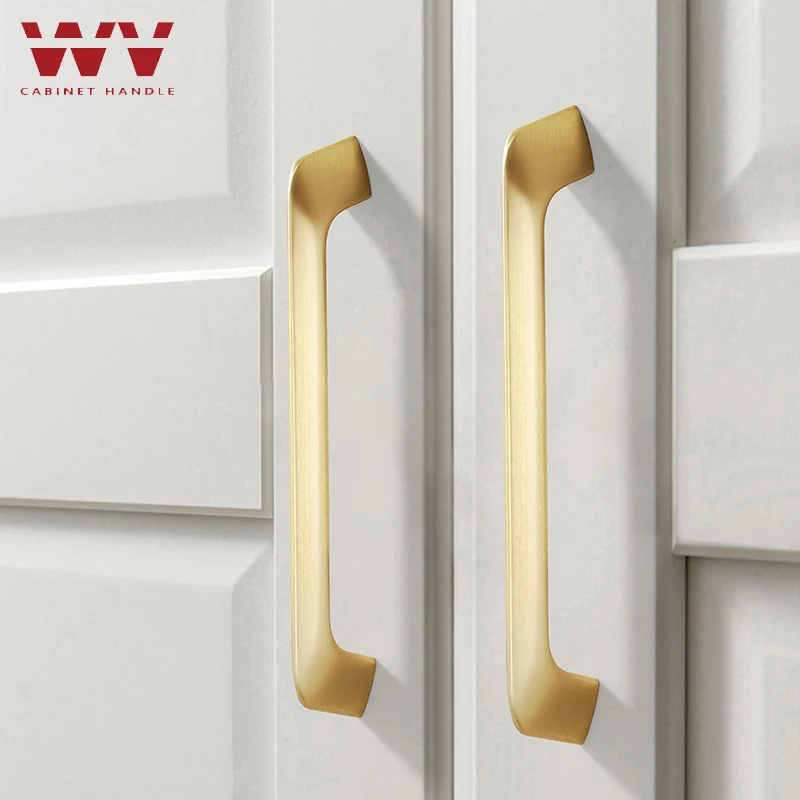 WV Kitchen Cabinet Storage Handles Modern Cupboard Gold Brass Cabinet Door Handles Gray Drawer Knobs Kitchen Furniture Hardware