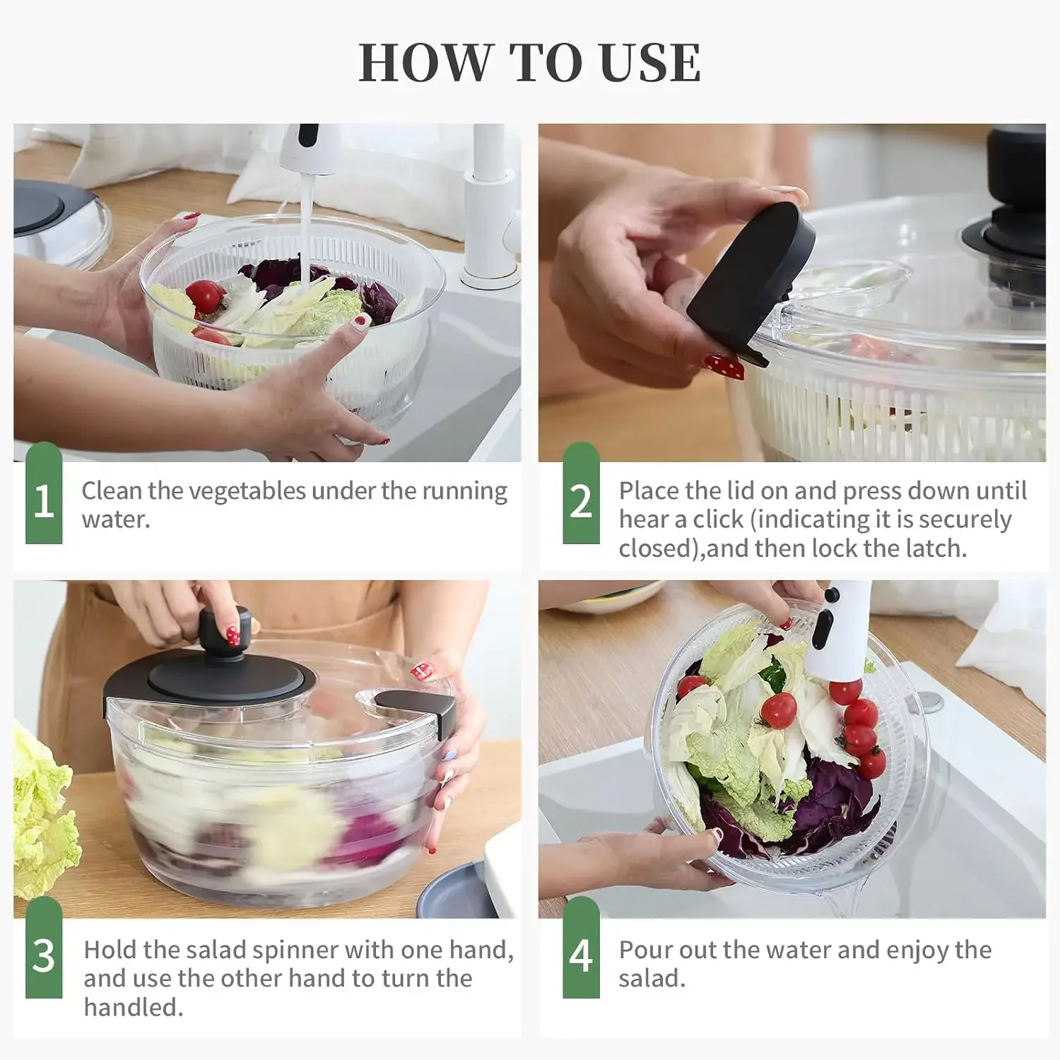 Salad Spinner Large, Fruit Washing Bowl With Strainer, Quick And Easy Use Lettuce Spinner, Fruits And Vegetables Washer, Lettuce