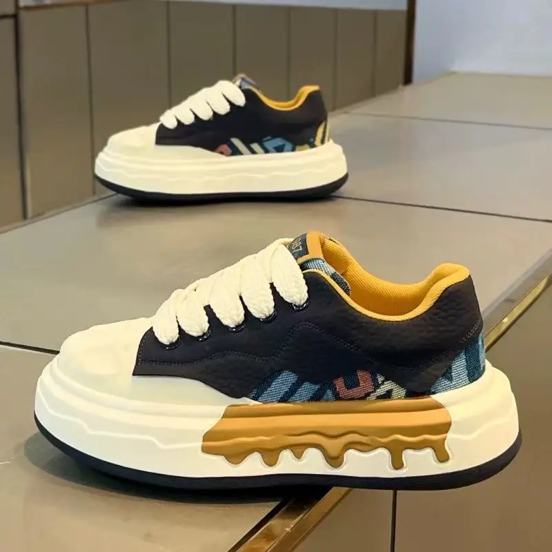 

Men's Summer Breathable Sporty Casual Running Shoes Anti-slip Thick Bottom Heightening Dad Shoes Korean Style Outdoor Leisure...