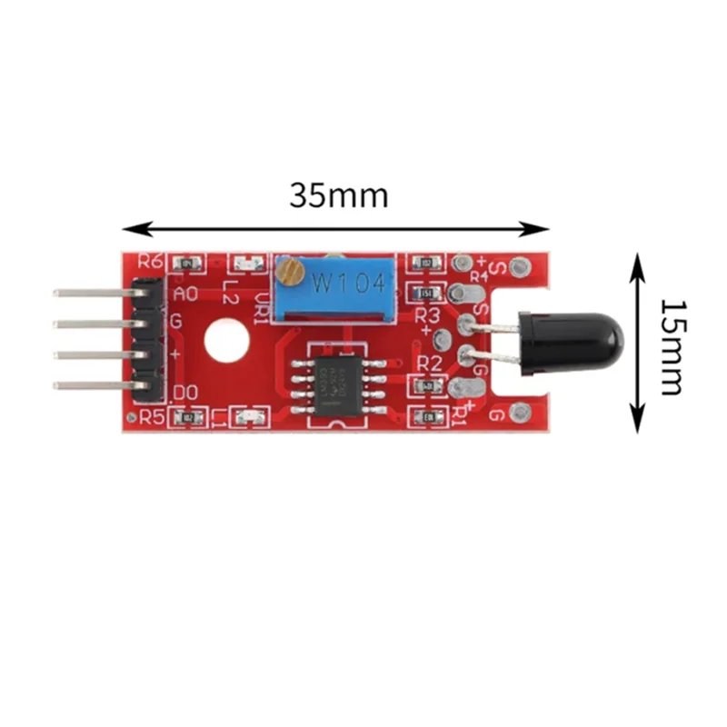 2PCS Flame Sensor Module, Fire Source Detection Flame Light Detect Alarm, Infrared Receiver Module, Red‑Board DIY Electronic Kit