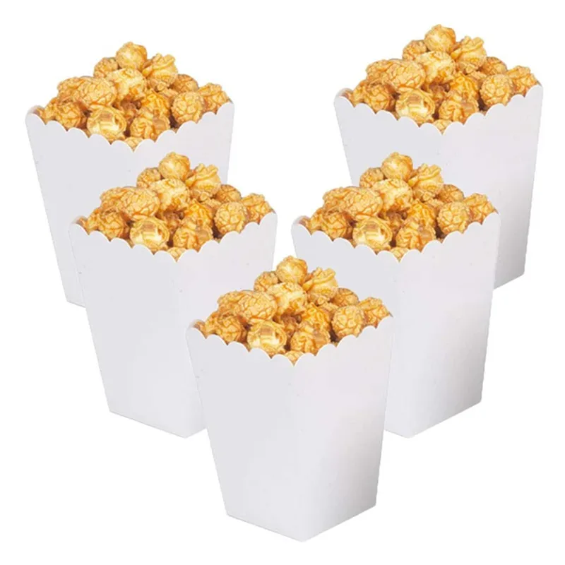 12pcs Paper Candy Cartons Popcorn Box Party Supplies Pure Popcorn Boxes Snacks Food Tub Wedding Kids Birthday Supplies