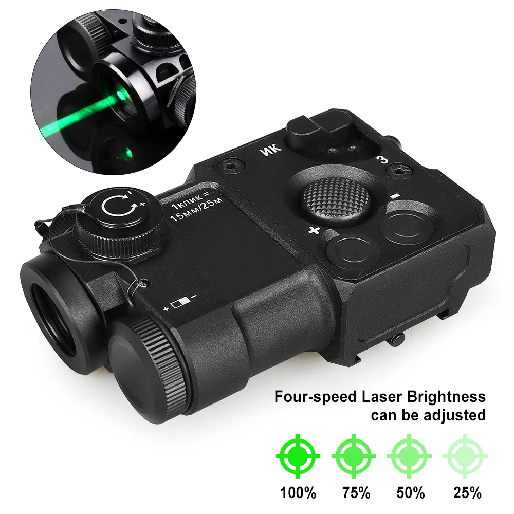 

PERST-4 2022 New Upgrade Aiming Laser PEQ Green IR Laser Airsoft Tactical can reset to zero brightness adjust hunting light