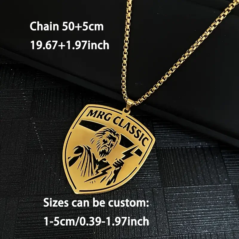 Men Custom Logo Pendant Necklace Hiphop Punk Stainless Steel Thick Chain Nameplate Personalized Jewelry Her Birthday Gift