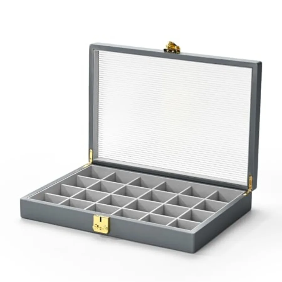 

Grey Leather Jewelry Organizer Jewelry Tray with Lid Jewelry Organizers and Storage for Drawers Pendant Ring Display Case Box f