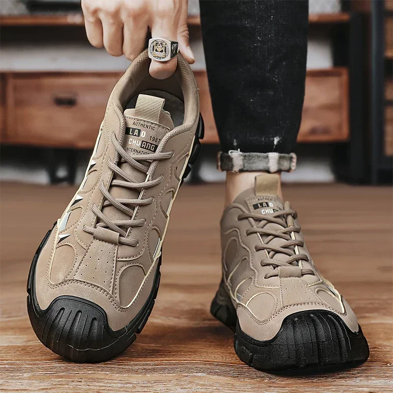 Autumn New Men's Causal Sneakers 2023 Fahion Lace Up Platform Shoes for Men Outdoor Male Anti-slip Increase Height Hiking Shoes