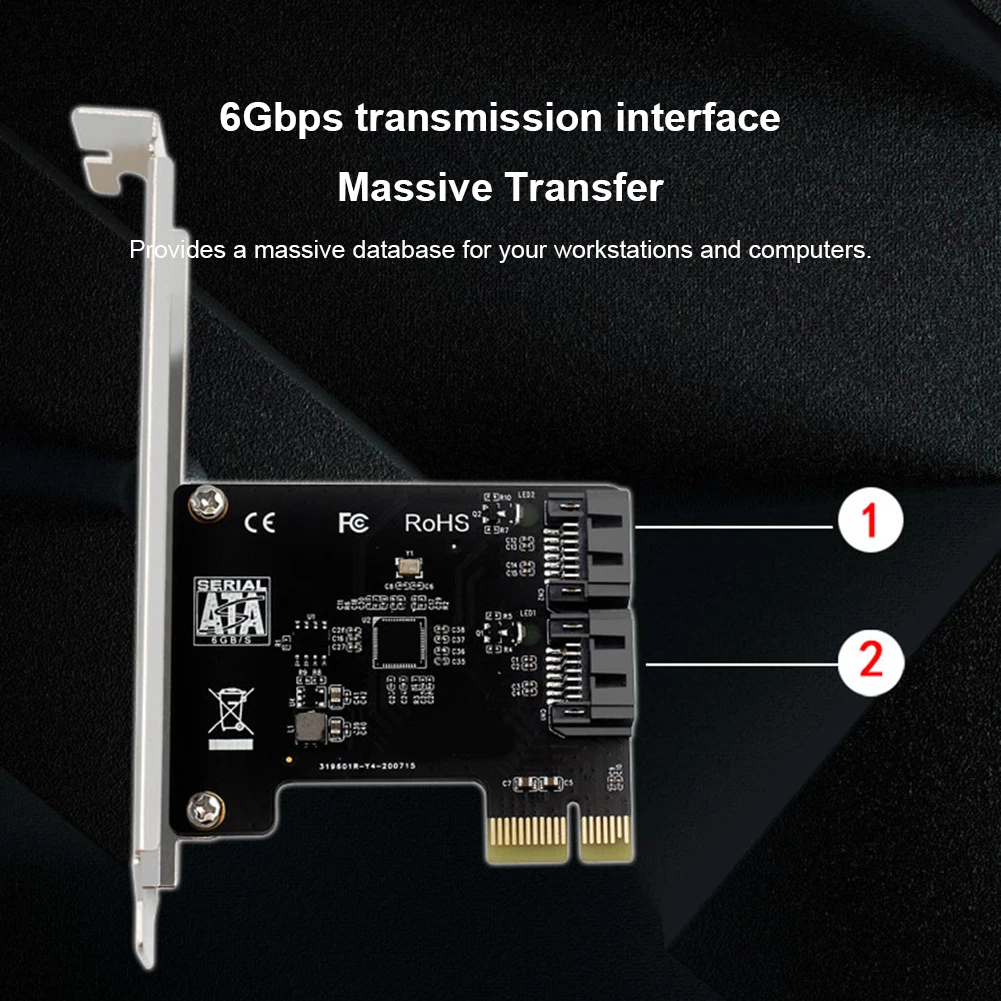 2-port SATA 3.1 PCIE X1 Converter Expansion Add on Card 6Gbps PCIE To SATA Adapter Card JMB582 PCI Express To SATA3.1 Converter