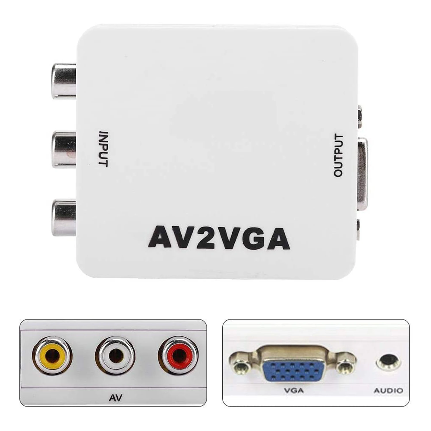 Mini HD AV2VGA Video Converter Convertor with 3.5mm Audio AV to VGA Converter Conversor for PC to TV HD Computer to