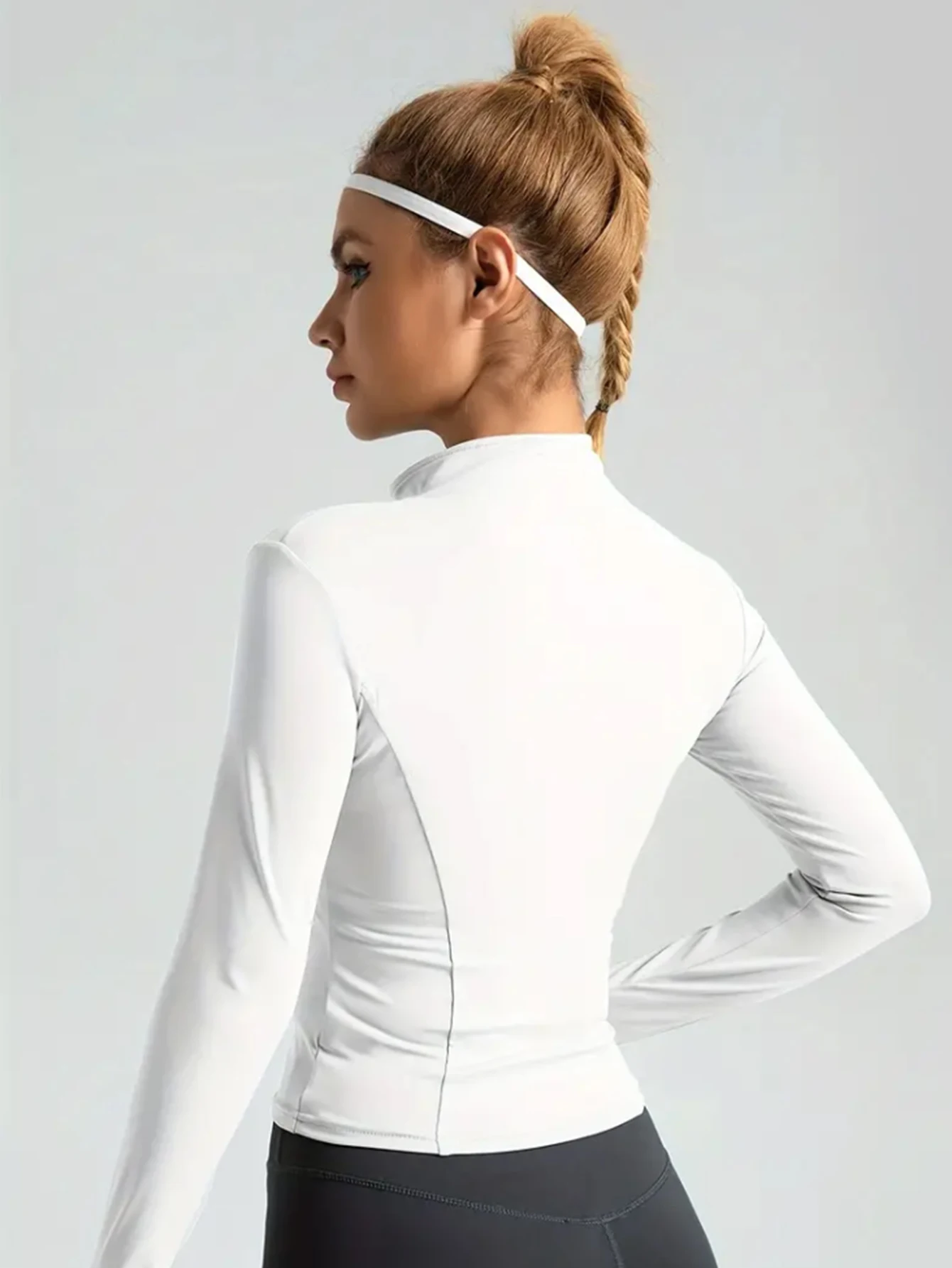 Yoga clothes women's autumn and winter sports yoga coat standing collar long sleeve top Pilates training running fitness clothes