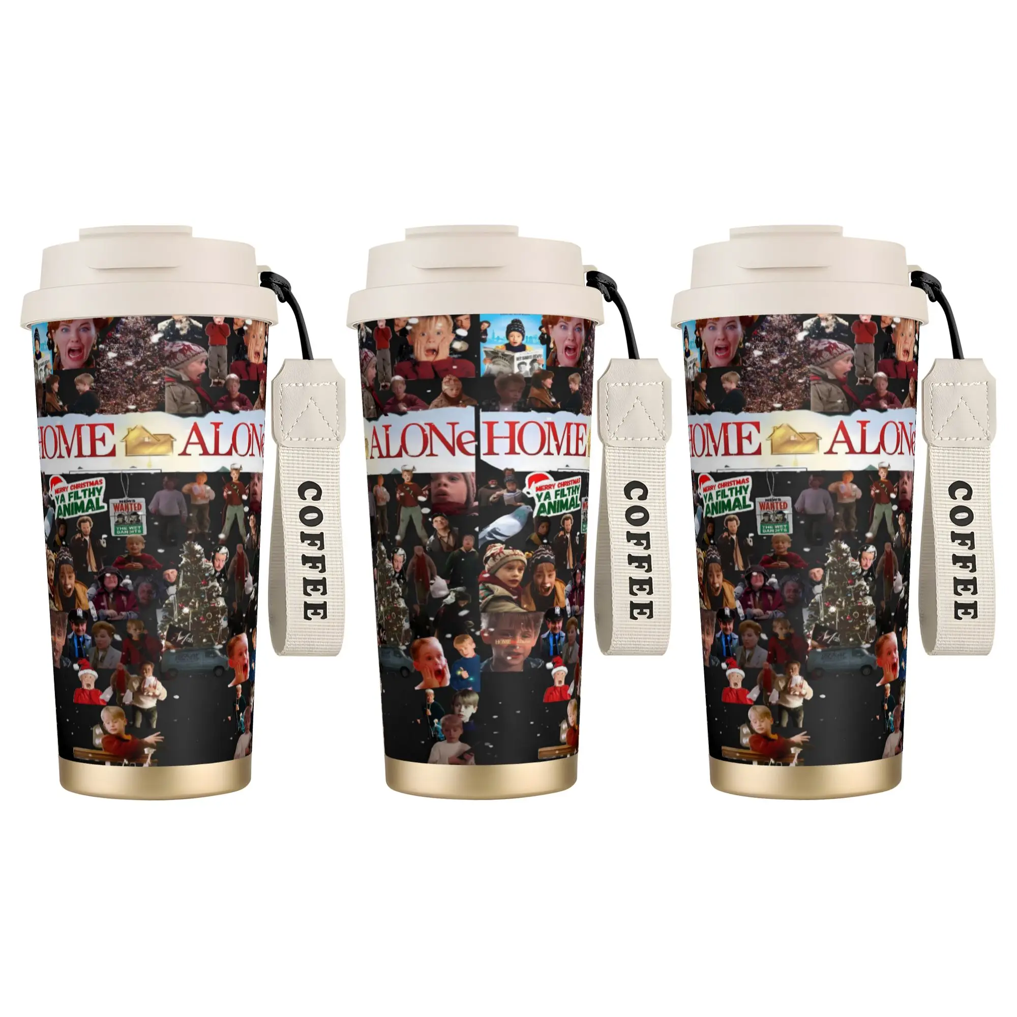 

316 Stainless Steel Tumbler Home Alone Kevin Comedy Wool Xmas Merry Christmas Coffee Mug Thermal Cup Travel Custom Water Bottle