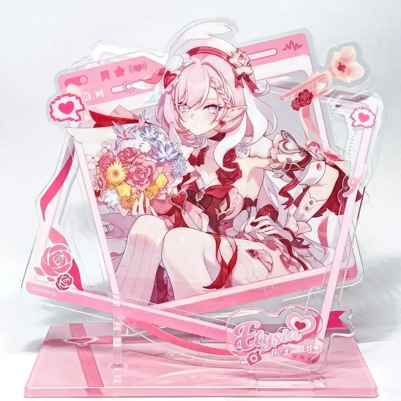 Game Honkai Impact 3 Figure Elysia Acrylic Card Brick Photography Plaque The Lawgiver of Man Photo Frame Role Play Decoration