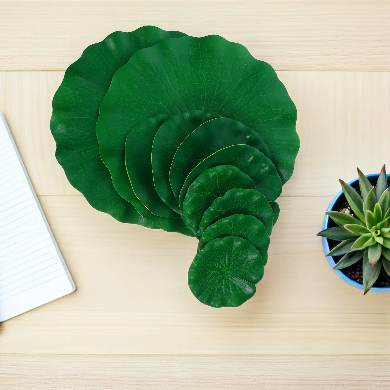 

10Pcs Realistic Floating Lotus Leaves Artificial Water Lily Pads Eva 10cm 15cm 28cm Pond Pool Aquarium Decor Faux Leaves