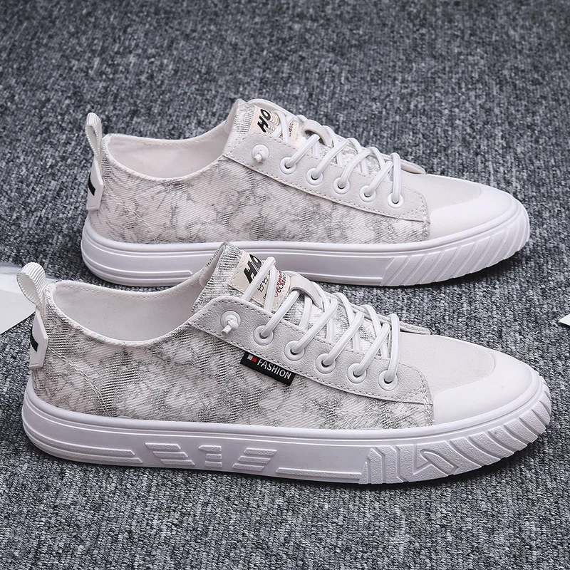 

Men's Shoes 2025 Fashion Casual Breathable Canvas Shoes British Lace Up Trend Comfortable Low Top Flat Bottom Casual Sneakers