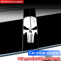 Pegatinas de sangre de calavera Punisher, pegatina de Pilar B de coche, impermeable, protector solar de pilar central automático, cubierta de calcomanía de vinilo, accesorios para arañazos