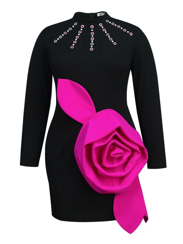 فستان Wmstar للنساء بسعر الجملة على الطراز الأفريقي بأكمام طويلة مع ألوان متباينة فستان أنيق للحفلات والولائم