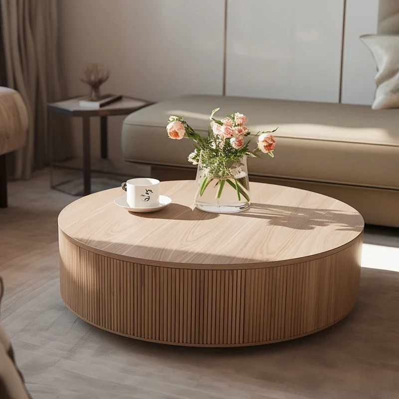 *---Living Room Table Coffee Top Grade 100% Oak/Teak Wooden Material Round Coffee Table