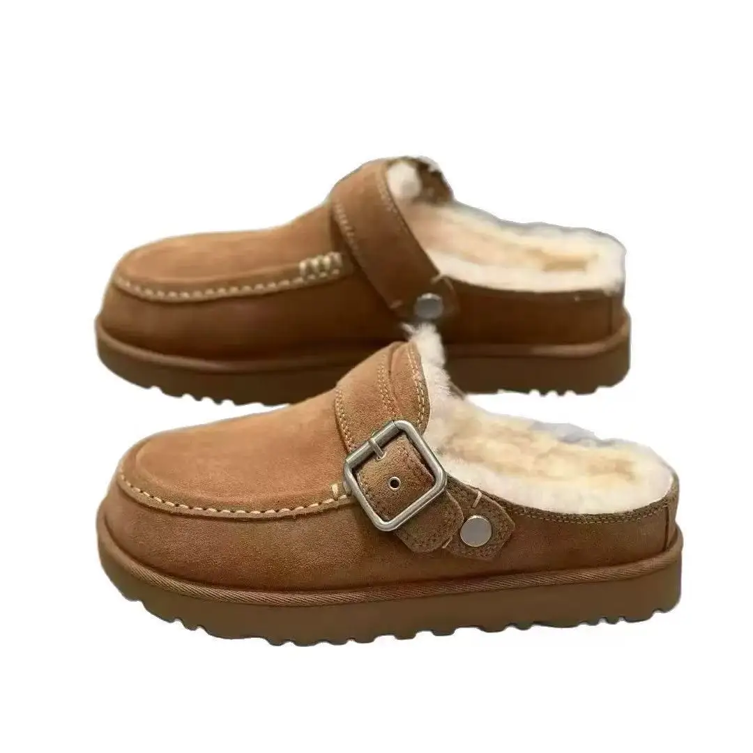 2026 Neue Winter-Hausschuhe aus Schafwolle mit integrierter, dicker Sohle für Damen, Retro-Zehenwickel-Müller-Schuhe für den Außenbereich – Detail 24