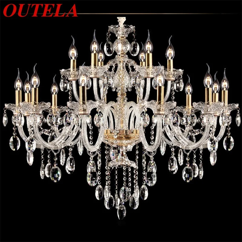 

OUTELA Crystal Chandelier Lamp European Style Hanging LED Candle Pendant Light Decorative Fixtures for Home Living Room