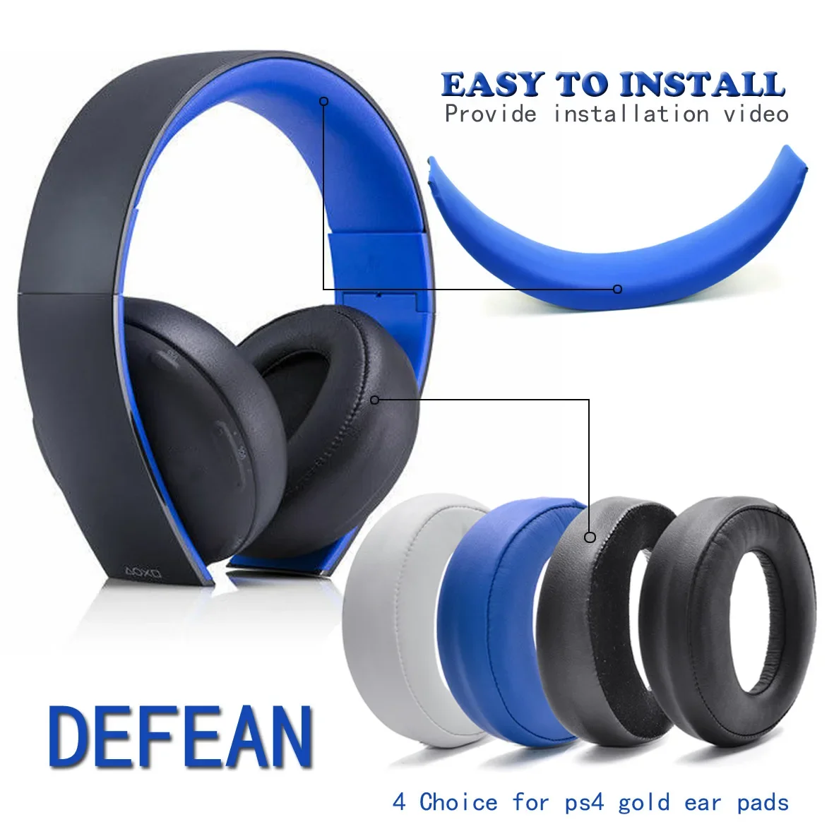 Replacement ear pads+Head beam for SONY gold Wireless PS3 PS4 7.1 Virtual Surround Sound CECHYA-0083 Headset repair parts